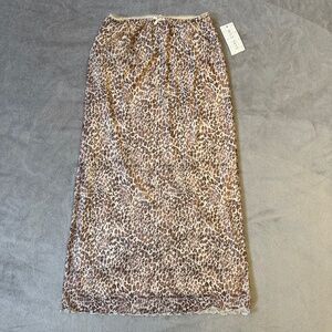 Wild Skye Mesh Maxi Leopard Print Skirt Medium Midi 90s NWT Y2K Indie Sleaze
